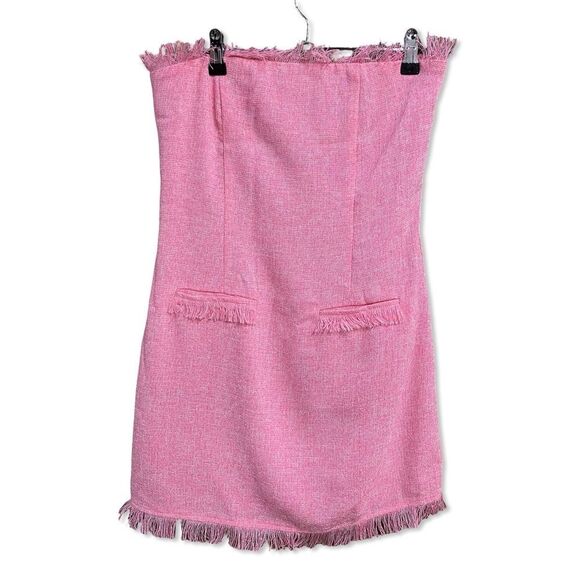 More To Come Houda Pink Strapless Mini Dress tweed Revolve NWT S - Picture 6 of 8